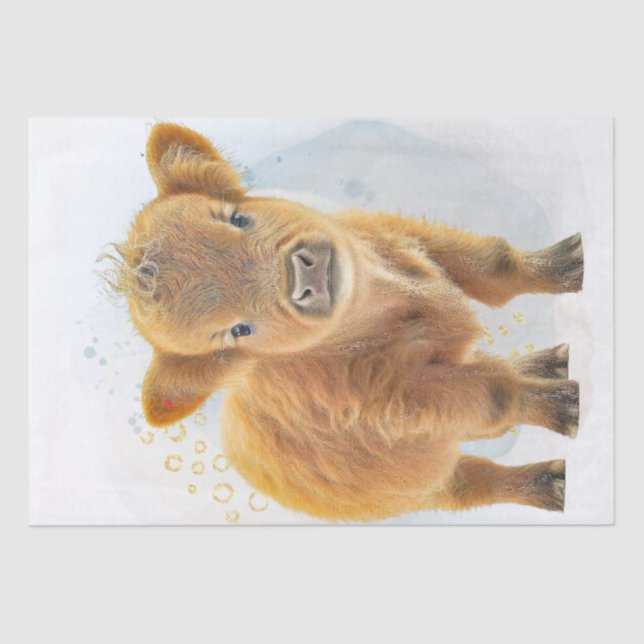 Cute Scottish Highlander Cow Tissue Paper (Front)