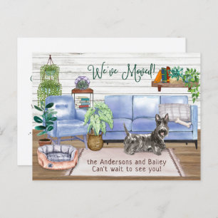 Cute Scottish Terrier Cozy New Home Moving Announcement Postcard