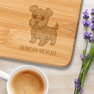 Cute Scottish Terrier Dog Custom Name Engraved Cutting Board