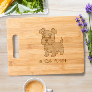 Cute Scottish Terrier Dog Custom Name Full Engraved Cutting Board