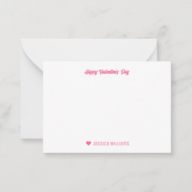 Cute Scratch Heart Pattern Pink Valentine's Day Note Card (Front)