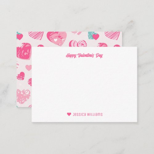 Cute Scratch Heart Pattern Pink Valentines Day Note Card