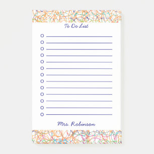 Cute Scribbles Teacher To Do List White 4 x 6 Post-it Notes