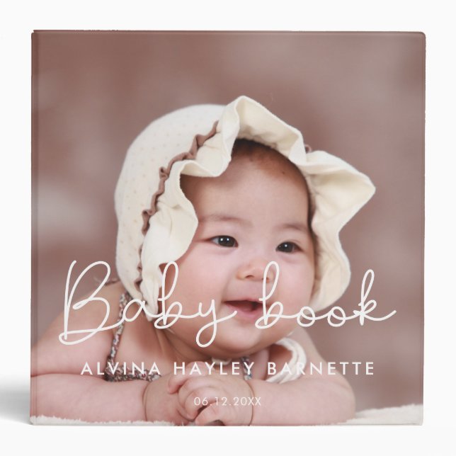 Cute script Baby Book photo album 3 Ring Binder (Front)