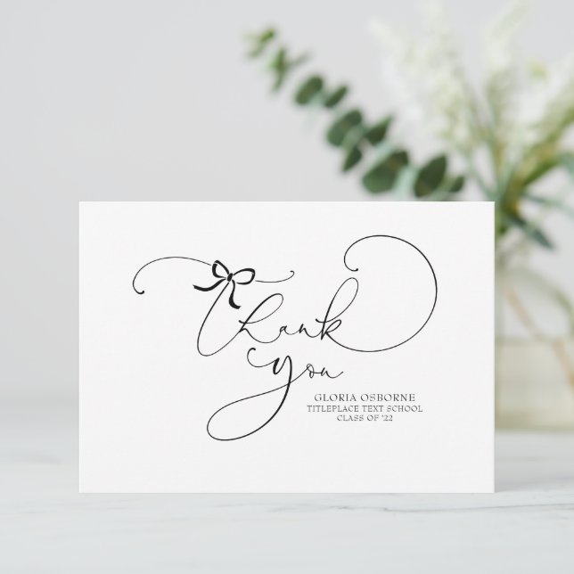 Cute Script Calligraphy Little Bow Thank You (Standing Front)