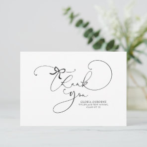Cute Script Calligraphy Little Bow Thank You