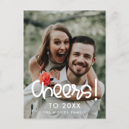 Cute script Cheers to 2024 New Years photo Postcard