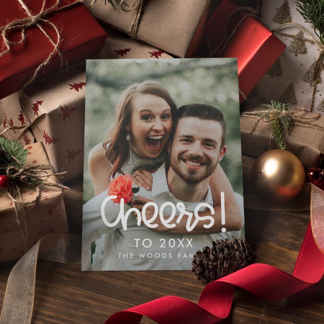 Cute script Cheers to 2026 New Year's photo Holiday Card (Creator Uploaded)