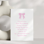 Cute Script Coquette Bow Pink Stripe Bridal Shower Invitation
