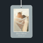 Cute Script Dusty Blue Wedding Anniversary Photo Air Freshener<br><div class="desc">Cute Script Dusty Blue Wedding Photo air freshener with your image and text of choice to give as a wedding guest favor or for your wedding anniversary.</div>