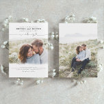 Cute Script Elegant Photo Overlay White Wedding Invitation<br><div class="desc">Romantic modern and minimal wedding photo invitations</div>