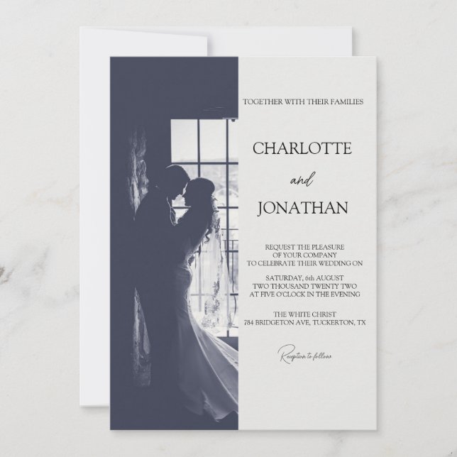 Cute Script Elegant Photo Overlay White Wedding Invitation (Front)