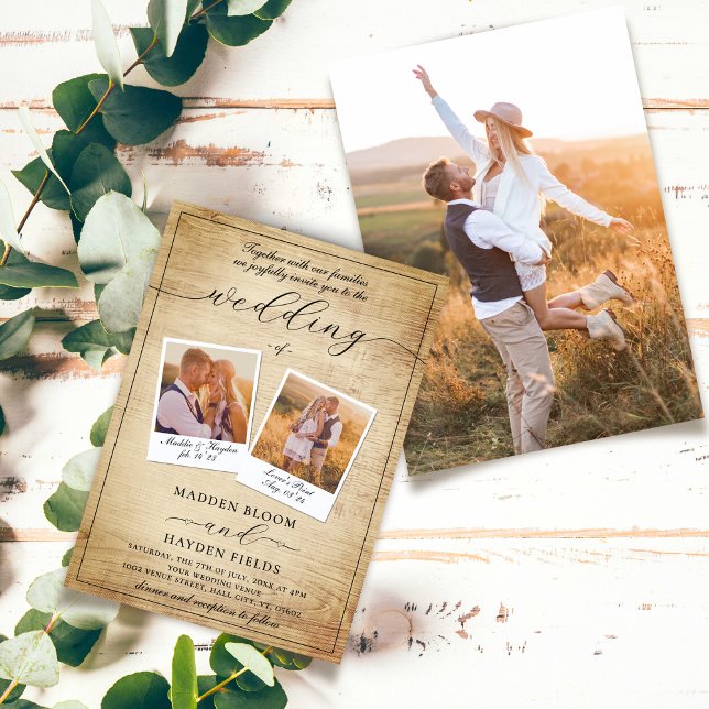 Cute Script Elegant Photo Rustic Boho Wedding Invitation (Creator Uploaded)
