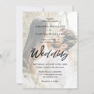 Cute Script Elegant Rustic 2 Photo Wedding Invitation