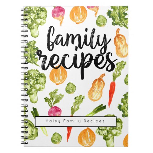 cute script family cookbook recipe Notebook