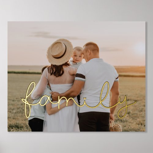 Cute script Family picture gold text overlay Foil Prints