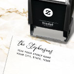 Cute Script Font Custom Name Return Address Self-inking Stamp<br><div class="desc">A lovely return address stamp which you can easily personalize with your own details. With script typography for your family name and simple modern typography underneath for your address,  it is perfect for personal or professional use.</div>
