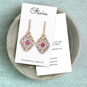 Cute Script Font Earring Display Business Card