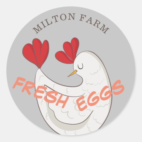 cute script fresh eggs monogram classic round sticker