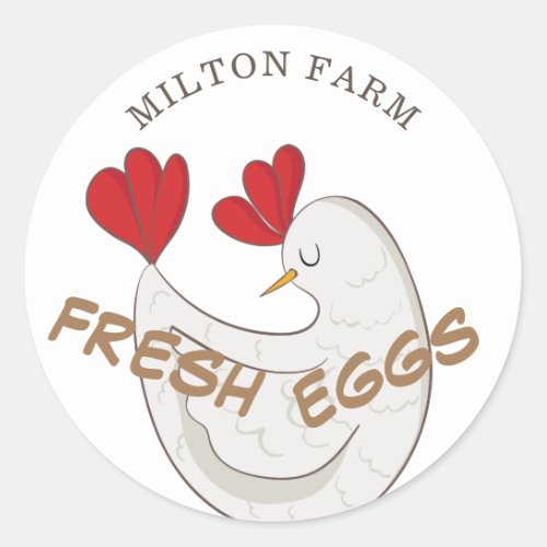 cute script fresh eggs monogram classic round sticker