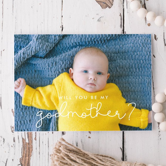 Cute script Godmother proposal photo card (Creator Uploaded)