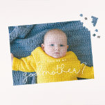 Cute script Godmother proposal photo Jigsaw Puzzle<br><div class="desc">Simple and adorable: choose a photo puzzle for your Godmother proposal. Easy to personalize with your baby picture.</div>