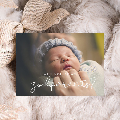 Cute script Godparents proposal photo card