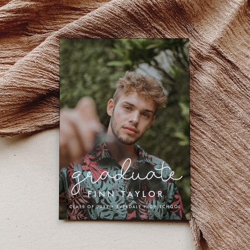 Cute script graduation photo announcement