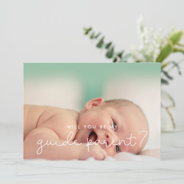 Cute script Guide parent proposal photo card (Standing Front)