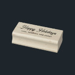 Cute Script Happy Holidays Christmas Saying Name Rubber Stamp<br><div class="desc">Cute Happy Holidays wood mount stamp in curly script and modern fonts. Stamp Christmas holiday gifts,  cards,  and handmade items. Keep or change the wording to your favorite saying. Optional handle available. Lots of ink colors to choose from.</div>