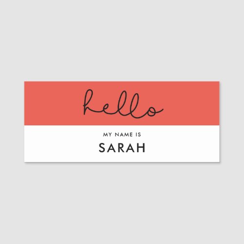 Cute script Hello my name is Name Tag