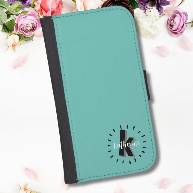 Cute Script Initials Monogram Samsung Galaxy Wallet Case (Cute Circle Script Initials Monogram Galaxy S4 Wallet Case)