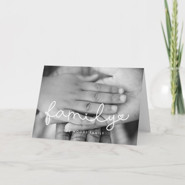 Cute Script Inspirational Family Photo Holiday Card (Front)