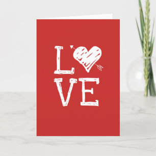 Cute Script Love Red Heart Valentine's Day Card
