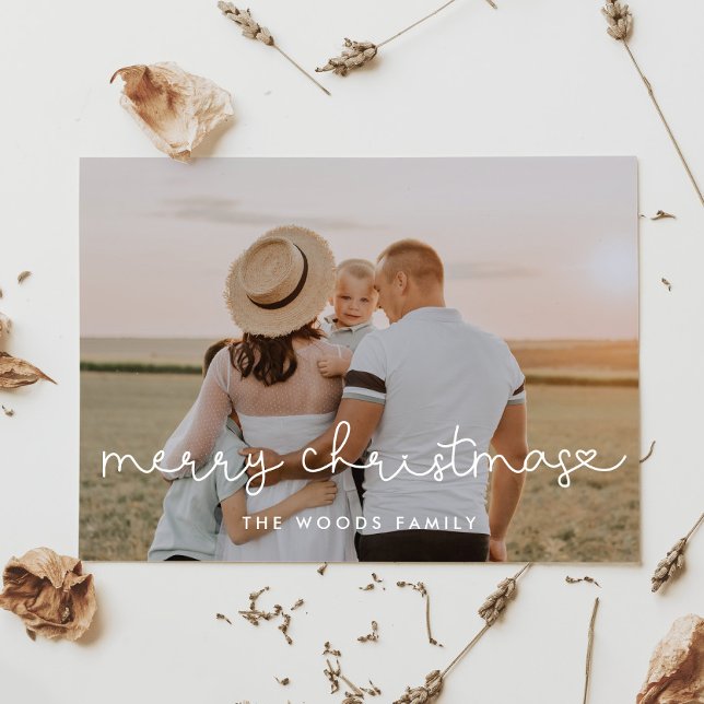 Cute Script Merry Christmas Photo Holiday Card (Creator Uploaded)