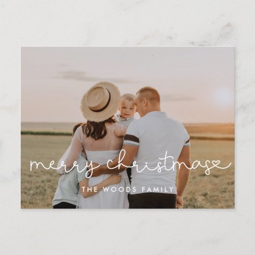 Cute script Merry Christmas photo Postcard