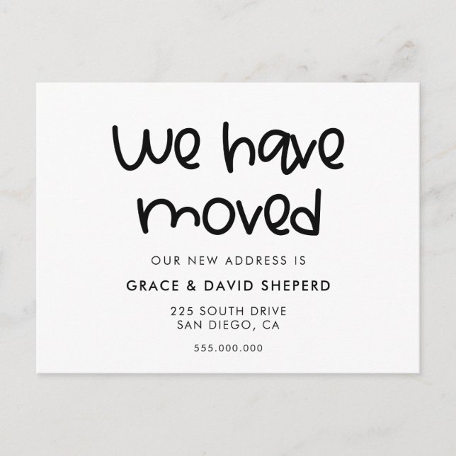Cute script moving announcement postcard (Front)