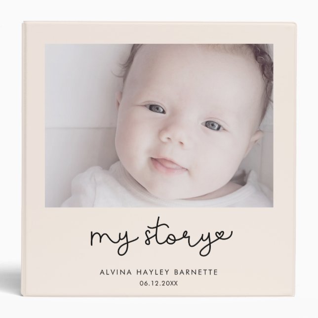 Cute script My story Baby photo album 3 Ring Binder (Front)