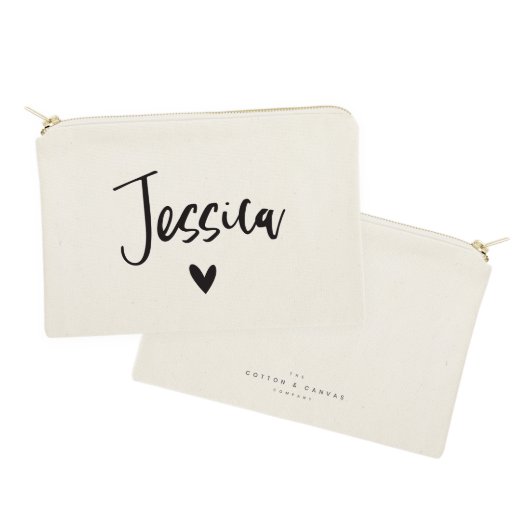 Cute Script Name and Heart Cosmetic Toiletry Bag (Front and Back)