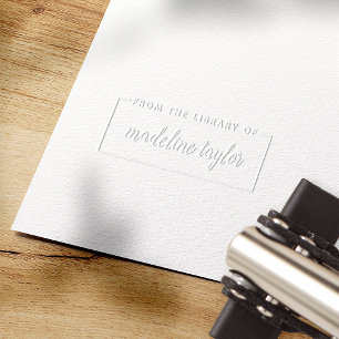 Cute Script Personalized Bookplate Embosser