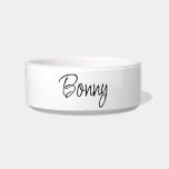 Cute script pet name custom bowl<br><div class="desc">This cute,  modern script feed bowl will look great in your kitchen. Add your pet's name in the Personalize it section.</div>