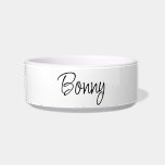 Cute script pet name custom bowl<br><div class="desc">This cute,  modern script feed bowl will look great in your kitchen. Add your pet's name in the Personalize it section.</div>