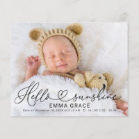 Cute Script Photo Budget Birth Announcement Cards