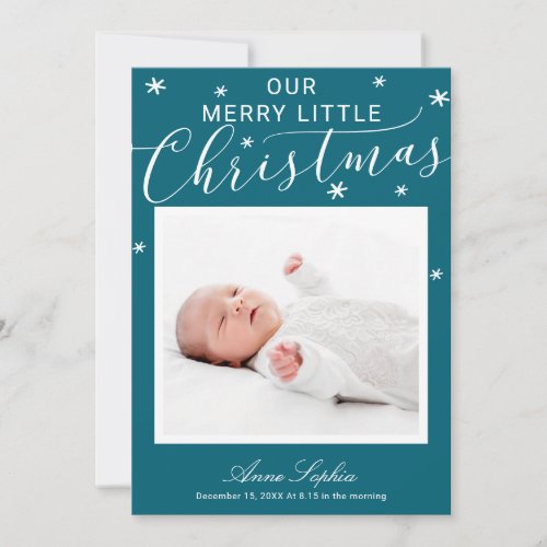 Cute Script Photo Christmas Birth Announcement