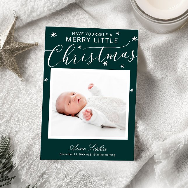 Cute Script Photo Christmas Birth Announcement (Creator Uploaded)