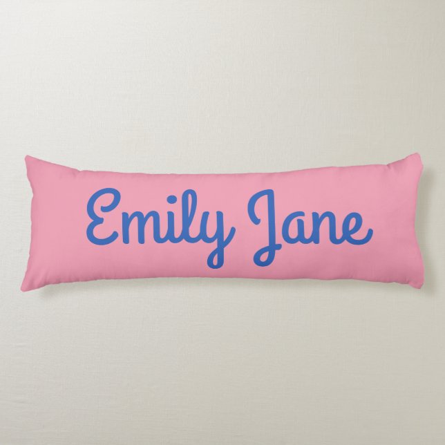 Cute Script Pink Blue Personalized Name Teen Body Pillow (Front)
