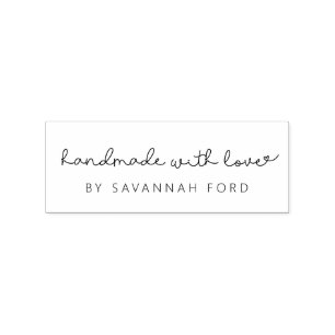 Cute script simple Handmade with love Rubber Stamp