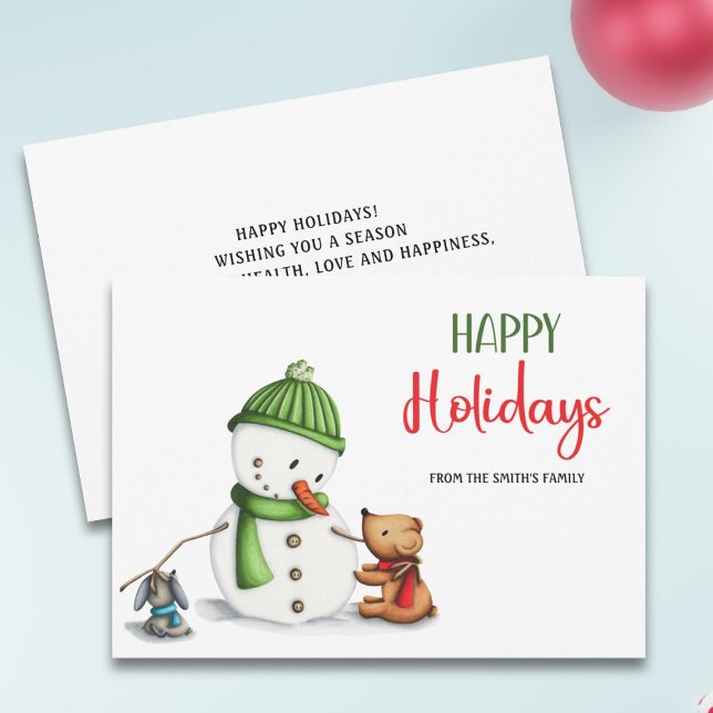 Cute Script Snowman Happy Holidays Holiday Card (Creator Uploaded)