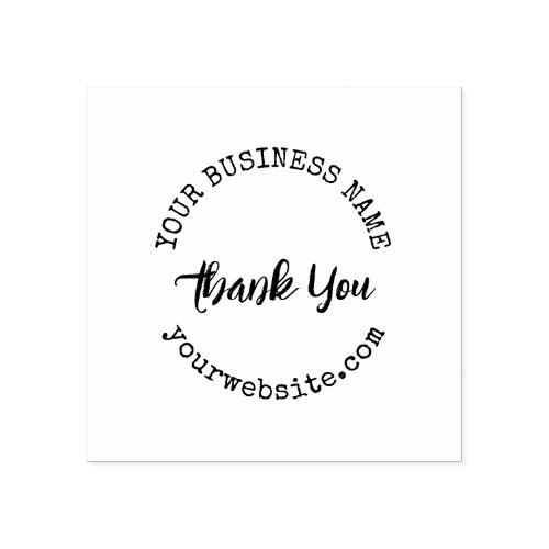 Cute Script  Thank You Business Name Website Rubber Stamp