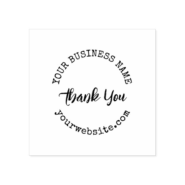 Cute Script | Thank You Business Name Website Rubber Stamp (Imprint)
